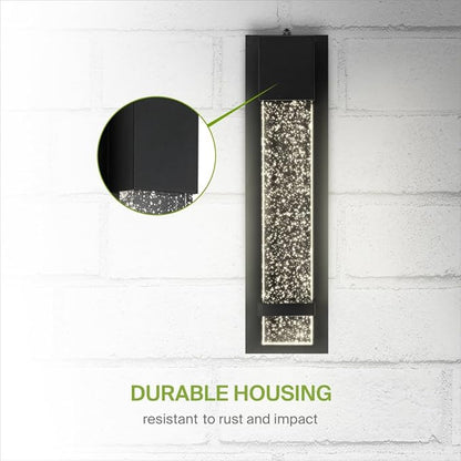 ASD LED 18" Bubble Glass Wall Light Fixture, Outdoor Dusk to Dawn Sconce | 3CCT, Waterproof, Photocell, ETL Listed | 12W 500LM 3000-5000K 120V | Exterior Lantern, Porch Lighting | Black