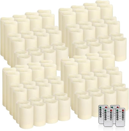 Set of 96 Waterproof Outdoor Flameless Candles, LED Candles with 4 Remote and Timer,(H 4" 5" 6" x D 2.2"),for Halloween Wedding Festival