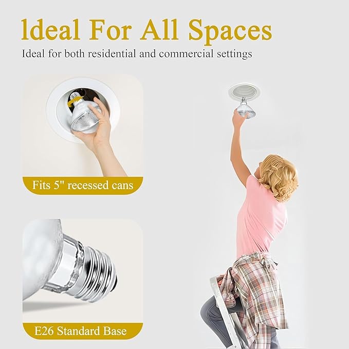120V 75W Par30 Halogen Flood Light Bulbs,Short Neck Bulb,75W Equivalent 2700K Warm White Dimmable High Brightness, Great for Accent Lighting, Tracking Light, Recesslb（6Pack