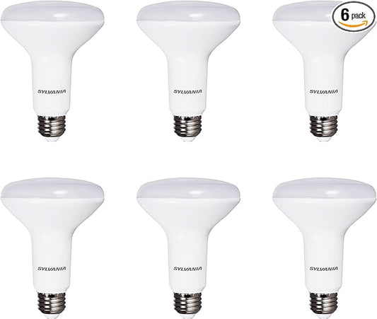 LEDVANCE Sylvania Flood BR30 LED Light Bulb, 100W = 15.5W, Dimmable, 10 Year, 1450 Lumens, 2700K, Soft White - 6 Pack (41255)