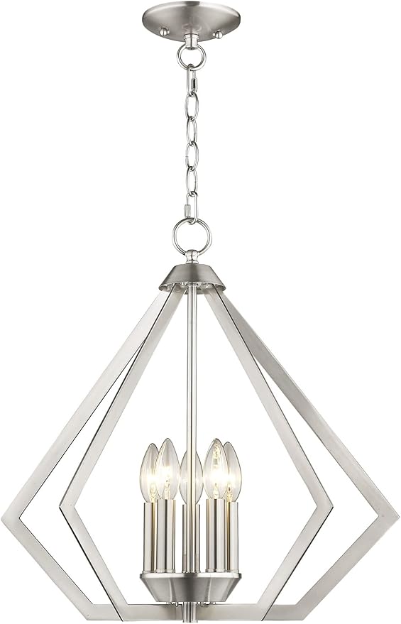 Livex Lighting 40925-91 Prism 5 Light Chandelier, 20" x 20" x 19.5", Brushed Nickel