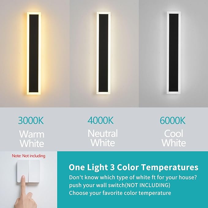 2-Pack Modern Outdoor Lights 3000-6000K Exterior Light Fixture 15.7in Porch & Patio Light Frosted White Acrylic Outdoor Sconce Watetproof Suitable for Garage Entry House