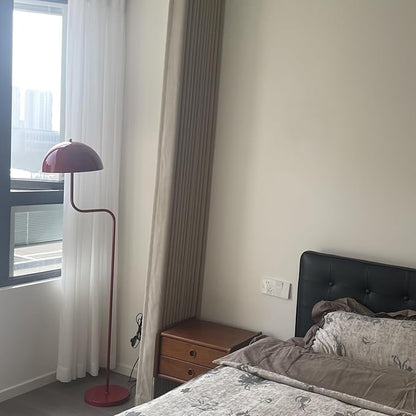Unique Floor Lamp Metal Dome Shade Modern Floor Light Mush-Room Cute Standing Floor Lamp Tall Red Lamp with Foot Switch and Iron Shade