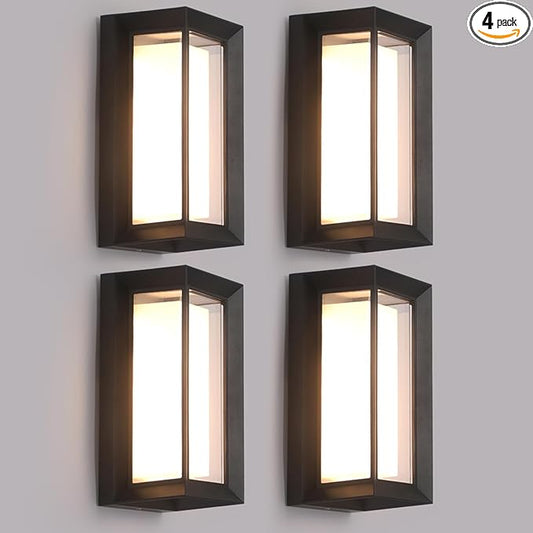 4 Pack Outdoor Wall Lights Exterior/Interior LED 24W Adjustable 3-Color 2100LM IP65 Sconces Lights Waterproof Modern Outdoor Porch Lighting Fixtures Aluminum Wall Lights Compatible with Dimmers