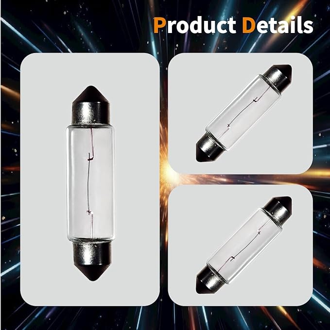 10 Pack Festoon Bulb 24V 10W Xenon Bulb Sv8.5-8 T3.25 10X41mm