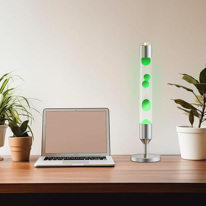 24.4-Inch Relaxing Liquid Motion Lamps,Magma Lamps, Home Decor Living Room Office Bedroom Lamp ((Green Wax White Water/Silver))