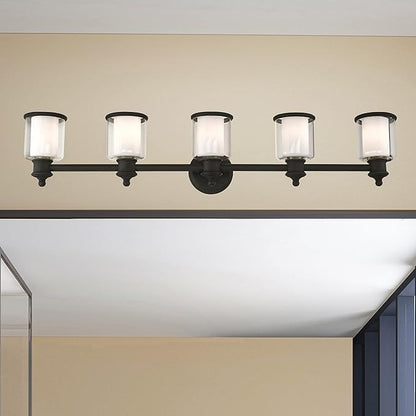 Livex Lighting 40215-35 Transitional Five Light Bath Vanity from Middlebush Collection in Polished Nickel Finish
