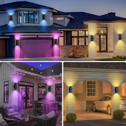 SHIMR Smart Outdoor Lights, RGBCW Color Changing Outdoor Lights, Modern Exterior Lighting Fixture Aluminum with Remote Control, Black Up and Down Lighting for House Compatible with Alexa [ETL Listed]