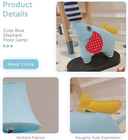 Floor Lamp, Blue Elephant Creative Design Modern Floor Lamp for Bedroom, 51 Inch Tall Hand-Stitched Toy Standing Lamp, Floor Lamps for Living Room Come with an E26 LED Bulb (Blue Elephant)