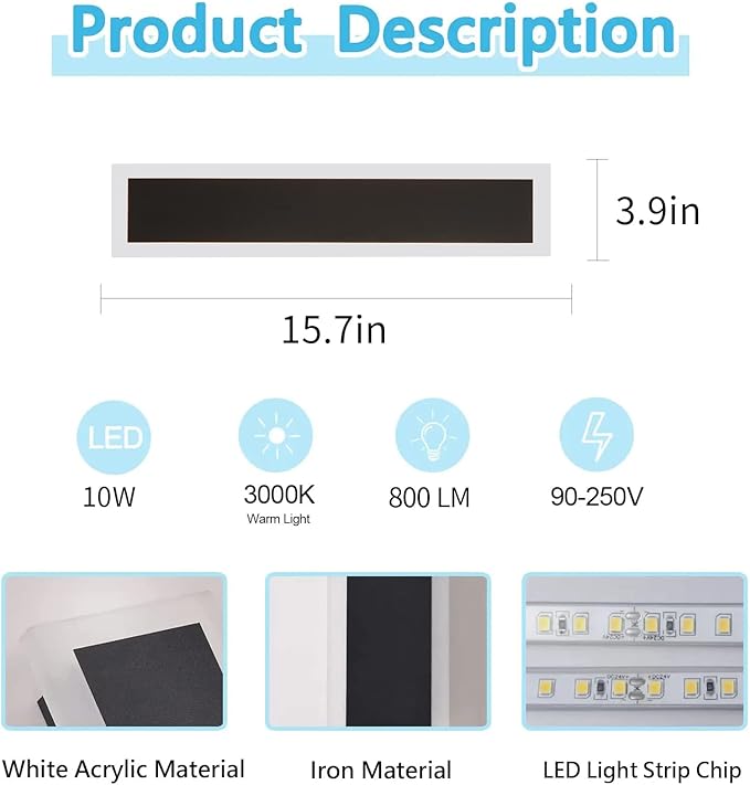 2-Pack Modern Outdoor Lights 3000-6000K Exterior Light Fixture 15.7in Porch & Patio Light Frosted White Acrylic Outdoor Sconce Watetproof Suitable for Garage Entry House