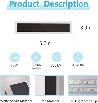 2-Pack Modern Outdoor Lights 3000-6000K Exterior Light Fixture 15.7in Porch & Patio Light Frosted White Acrylic Outdoor Sconce Watetproof Suitable for Garage Entry House