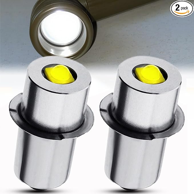 2Pcs 3V P13.5S LED Upgrade Bulb Replacement for MX-991/U Military Flashlights, Fulton KPR102 (PR31) Krypton PR Torch & Maglite 2-Cell Replacement - Army Standard Work Light Bulbs