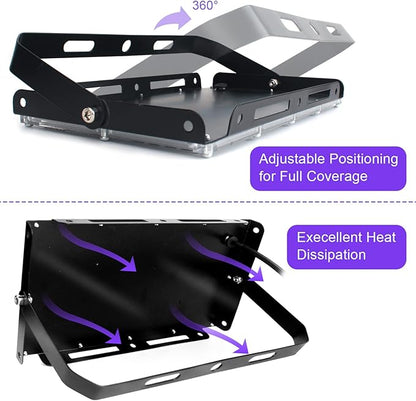 4 Pack 150W LED Blacklight, UV Black Lights for Glow Party, IP65 Waterproof Outdoor UV Floodlight for Black Light Party,Body Painting,Fluorescent Painting,Birthday Parties,Halloween