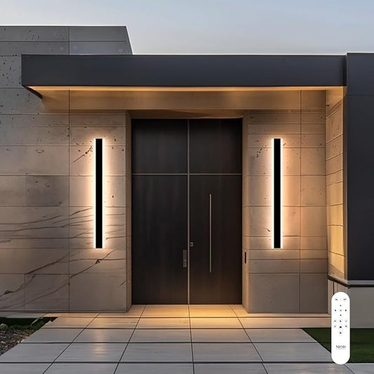 MOD LIGHTING Haylen | Waterproof Outdoor Wall Light, LED Dimmable with Remote 3000K-6000K, Long Outdoor Porch Lights, Wired Lighting Fixture, Patio Exterior Wall Sconce, 1-Pack (Black, 31")