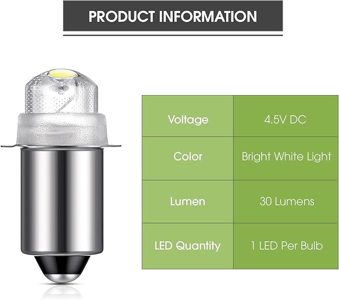 Honoson 3 Pieces Flashlight Bulb 55-Lumen 4.5 Volt LED Krypton Replacement Bulb Flashlight Bulbs for Torch with 10 Year Lifespan, 41-1644 Krypton Bayonet Base LED