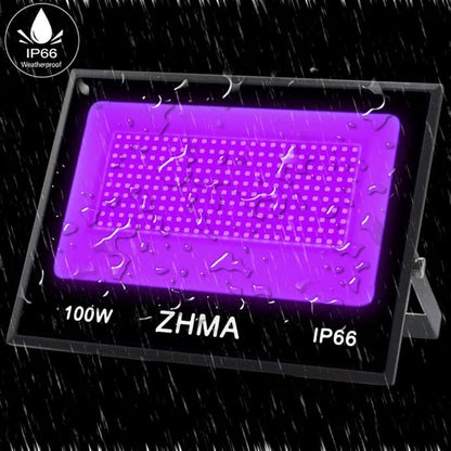 100W Black Lights Flood Light,Blacklight with Plug and Switch for Glow Party Large Space,IP66 Waterproof LED Black Lights for Fluorescent Poster,Halloween,Body Paint,Wedding.1 Pack