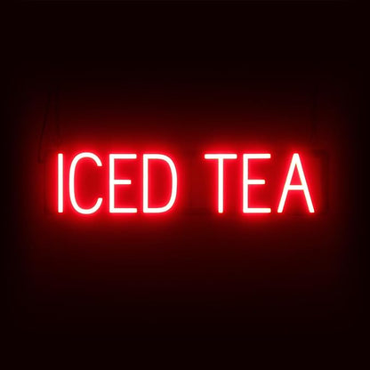 SpellBrite ICED TEA Sign | Cafe-Related Sign with Neon Look, Red LED Light Source | 27.0" x 6.3"