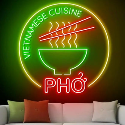 Pho Neon Sign, Vietnamese Cuisine Led Light, Pho Bowl Neon Light, Pho Food Led Light, Kitchen Wall Art, Vietnamese Restaurant Wall Decor Size:25inch