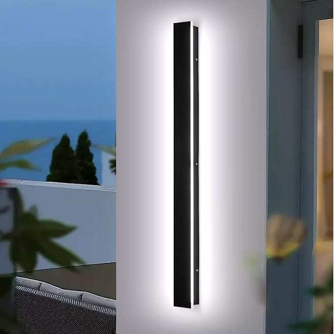 Modern Outdoor Wall Light, 39.4" Dimmable 3CCT Exterior Lighting Fixture Wall Mount, Waterproof Black Porch Lights Wall Sconce Long LED Linear Outside Lighting for Garage, House, Front Door