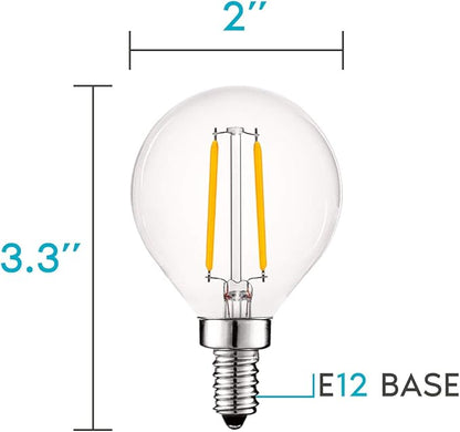 LUXRITE 4W Vintage G16.5 LED Globe Light Bulbs Dimmable, 2700K Warm White, 400 Lumens, E12 LED Bulb 40W Equivalent, Clear Glass, Edison Filament LED Candelabra Bulb, UL Listed (6 Pack)