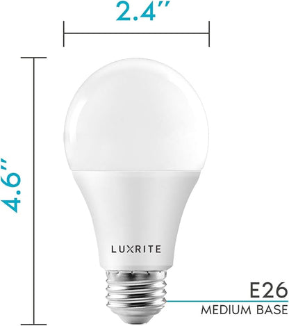 LUXRITE A19 LED Light Bulbs 100 Watt Equivalent Dimmable, 3000K Soft White, 1600 Lumens, Enclosed Fixture Rated, Standard LED Bulbs 15W, Energy Star, E26 Medium Base - Indoor and Outdoor (12 Pack)