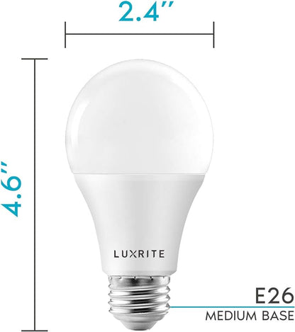 LUXRITE A19 LED Light Bulbs 100 Watt Equivalent Dimmable, 2700K Warm White, 1600 Lumens, Enclosed Fixture Rated, Standard LED Bulbs 15W, Energy Star, E26 Medium Base - Indoor and Outdoor (4 Pack)