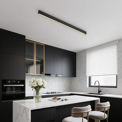 Black ceiling light LED, modern and simple, long strip ceiling surface installation, suitable for living room, bedroom, corridor and kitchen, remote control to switch color and brightness, 31.4 inches