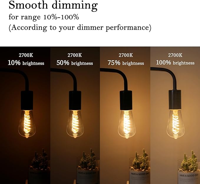 ST58 (ST19) Vintage Edison LED Bulb,Soft White 2700K,Antique Flexible Spiral LED Filament Light Bulb,600LM,6W Equivalent to 60W,CRI 80+,E26 Base,Clear Plastic,6 Pack