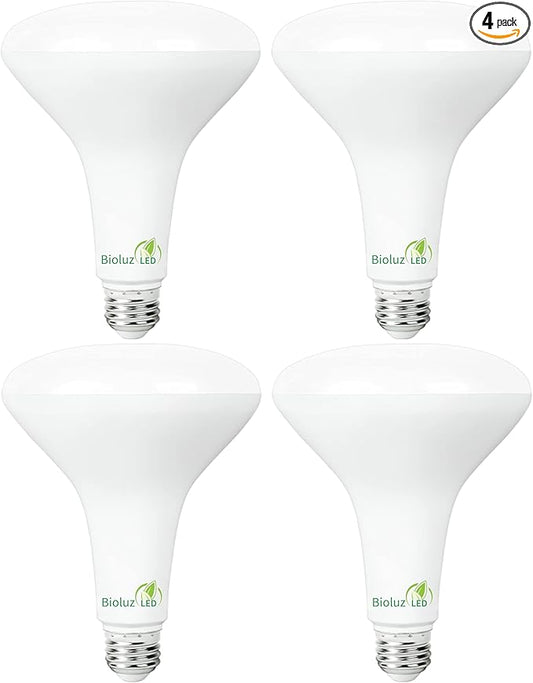 Bioluz 4 Pack LED Light Bulb BR40 Light Bulbs 3000K Soft White 90 CRI Dimmable UL-Listed CEC Title 20 Compliant 1250 Lumen Led Bulbs Indoor/Outdoor Flood Lights | Lightbulb for Outdoor Lighting