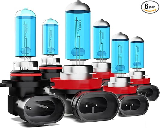 9005/HB3/H10 + H11 /H9/H8 Halogen Bulb Kit for Toyota Sienna 2011-2020,Bright Halogen Replacement Headlight Bulbs and Fog Lights, Plug N Play,Pack of 6