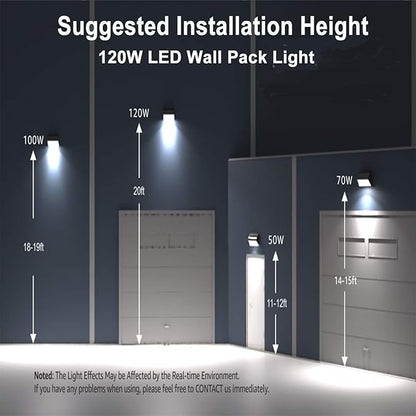 ledmo 120W LED Wall Pack Light - Size Update 6 Pack Dusk to Dawn Outdoor Lighting with Photocell Commercial Industrial Lights for Bay,Shop,Garage,Barn,Warehouse,Building,Yard 5000K