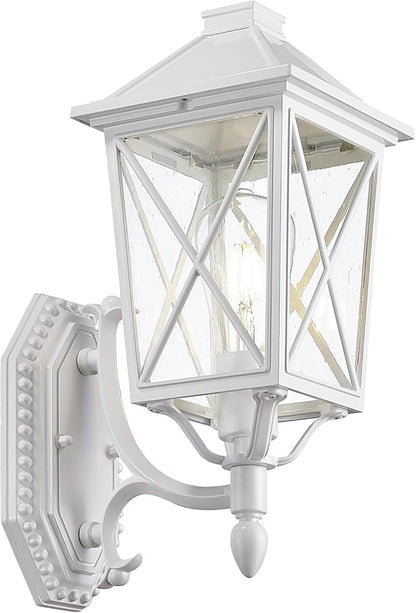 Darkaway Outdoor Wall Light Fixture,Outside Porch Lights Wall Mounted Seeded Glass Exterior Waterproof Lantern Modern E26 Socket Wall Sconce Lighting for Front Door Yard Patio