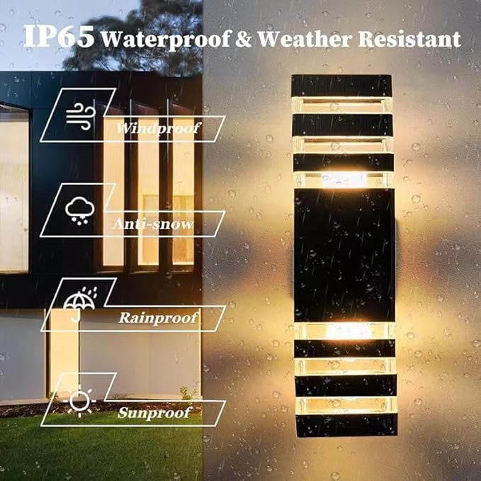 16Pack 15inch LED Square Up & Down Wall Lights,14W Outdoor Wall Light 4000K Day White Aluminum Body Waterproof IP65 LED Exterior Light Fixtures Wall Mount for House Patio Garage Garden.
