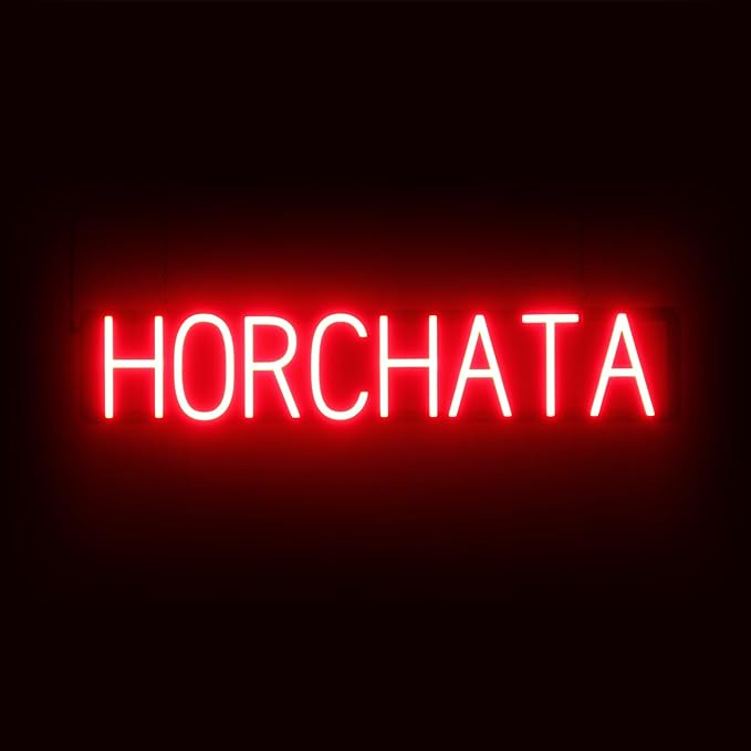 SpellBrite HORCHATA Sign | Mexican Food-Related Sign with Neon Look, Red LED Light Source | 32.9" x 6.3"