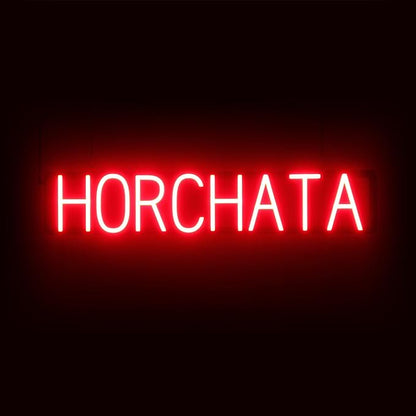SpellBrite HORCHATA Sign | Mexican Food-Related Sign with Neon Look, Red LED Light Source | 32.9" x 6.3"