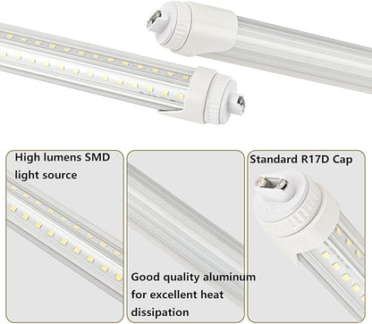 12 Pack 2FT T8 LED Tube Light Bulbs R17d High Output Cap 20W 6000K Cool White with Ultra Bright Dual-Row LED for 2Foot T10 T12 Fluorescent Replacement