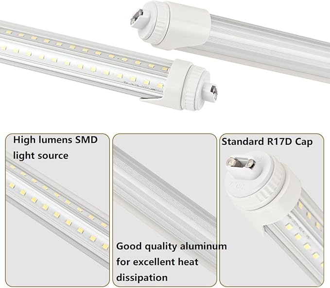 15 Pack 4FT T8 LED Tube Light Bulbs R17D/HO Base 24W 6000K Daylight White with Ultra Bright Dual-Row LEDs for 4 Foot T10 T12 Fluorescent Replacement