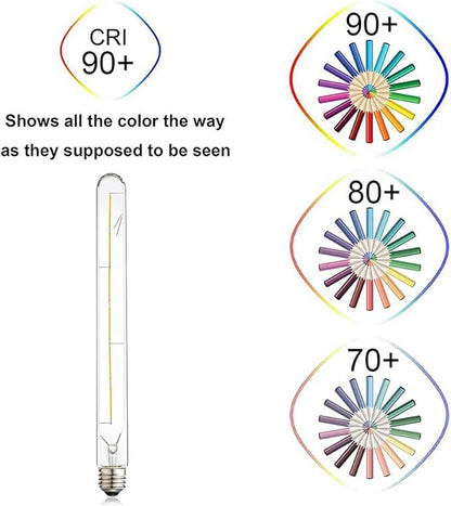 Dimmable Led Tubular Bulb 6W,3000K Soft White,T30 Long Tube Edison Led Vintage Filament Bulb,60W Equivalent,Clear Glass Cover, E26 Medium Base,4-Pack. (11.8in(300mm)-6W)