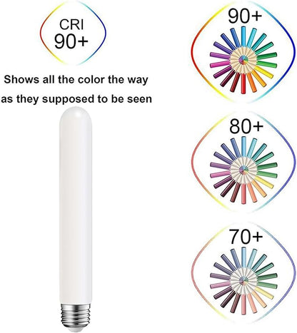 T10 LED Light Bulb 8.9inch E26 Base Matt Opal Porcelain Warm White 2700K Dimmable Edison 4W Led Tubular Bulb,400LM,40 Watt Equivalent,Outside Frosted Glass,for Cabinet Display Cabinet etc,4 Pack.