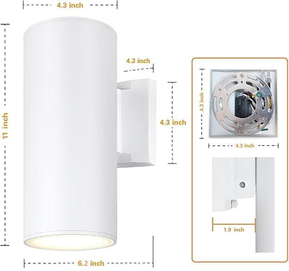 Dusk to Dawn Sensor Outdoor Wall Light, Exterior Lighting - ETL Listed, Die-Casting Aluminum Waterproof Wall Mount Cylinder Design - Up Down Light Fixture for Porch, Garage, Garden and Patio