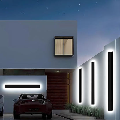4.33in Wide Modern Outdoor Wall Light,2pcs 59in Exterior Wall Lights, Dimmable Outdoor Light Fixture IP65 Waterproof, Modern Long LED Sconce Lighting for Garage Front Door Porch