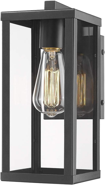 Outdoor Wall Lantern, Exterior Wall Mount Lights, Outdoor Wall Sconces, Wall Lighting Fixture, Exterior Light Lantern Fixtures, Porch Light Lamps Modern Porch Lighting for Garage (Black, 1PACK)