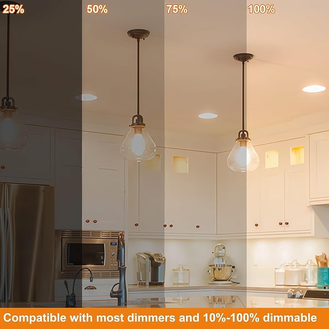 Vinaco A19 Dimmable LED Bulb 2700K Warm White, 6 PCS A19 Edison Bulb, 8W Equal 60W Clear Light Bulbs, Long Lasting 806LM Edison Bulbs E26 LED CRI85+ for Living Room, Chandelier