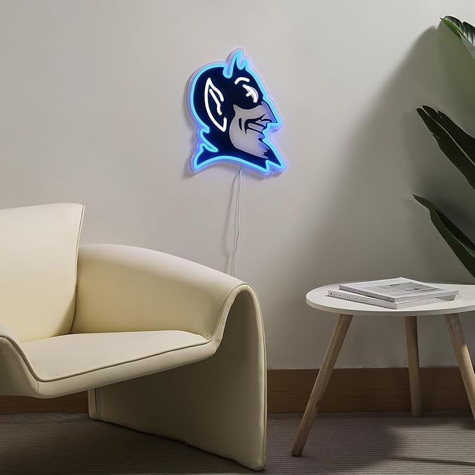 Saturday Neon Officially Licensed Duke Blue Devils LED Neon Sign – 12.64" W x 15" H Blue-Emitting Wall Light with Adjustable Brightness, Inline Dimmer Switch, USB Powered with Outlet Adapter – College Wall Décor