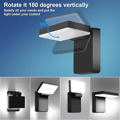 ledmo 60W LED Outdoor Wall Light 350° Horizontal/180° Vertical LED Exterior Wall Lights Modern Neighbor Friendly Adjustable Exterior Flood Lighting 5000k 6000lm IP66 for Upper Areas Yard Porch