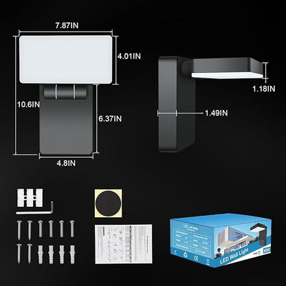 40W LED Outdoor Wall Light, 3000LM 5000K No-Glare Porch Light, IP65 Waterproof Anti-Rust, 360° Adjustable Head for Yard, Garage, Above Door (8Pack)