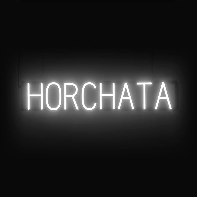 SpellBrite HORCHATA Sign | Mexican Food-Related Sign with Neon Look, White LED Light Source | 32.9" x 6.3"