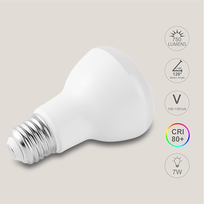 FTL 12-Pack BR20 LED Bulb Dimmable, 3000K Warm White, 7W 750lm 50W/60W Equivalent R20 Indoor Flood Light Bulbs for Can Lighting, Recessed Lighting
