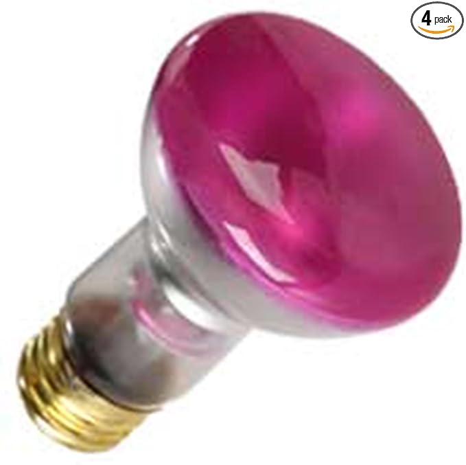 4 Qty. Halco 50W R20 DPNK 130V Halco R20DPNK50 50w 130v Incandescent Dawn Pink Lamp Bulb