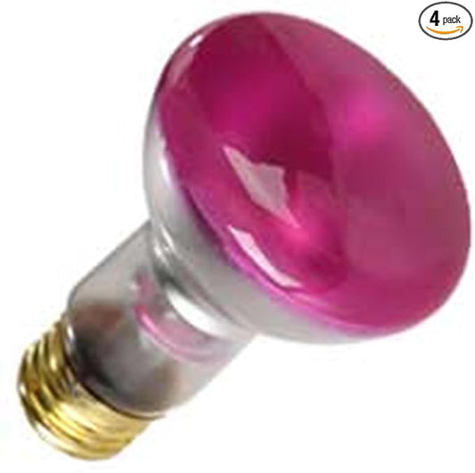4 Qty. Halco 50W R20 DPNK 130V Halco R20DPNK50 50w 130v Incandescent Dawn Pink Lamp Bulb